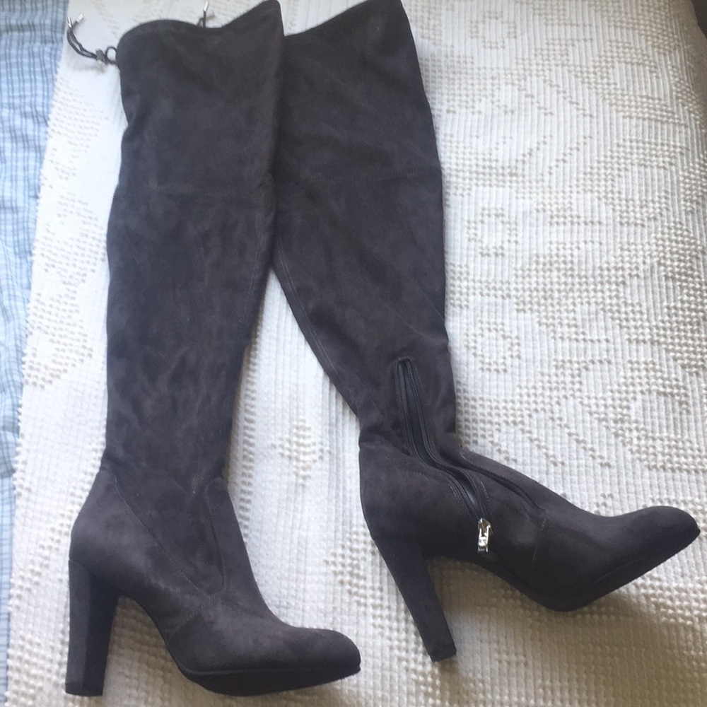 Sam Edelman Kent charcoal suede over knee boots
